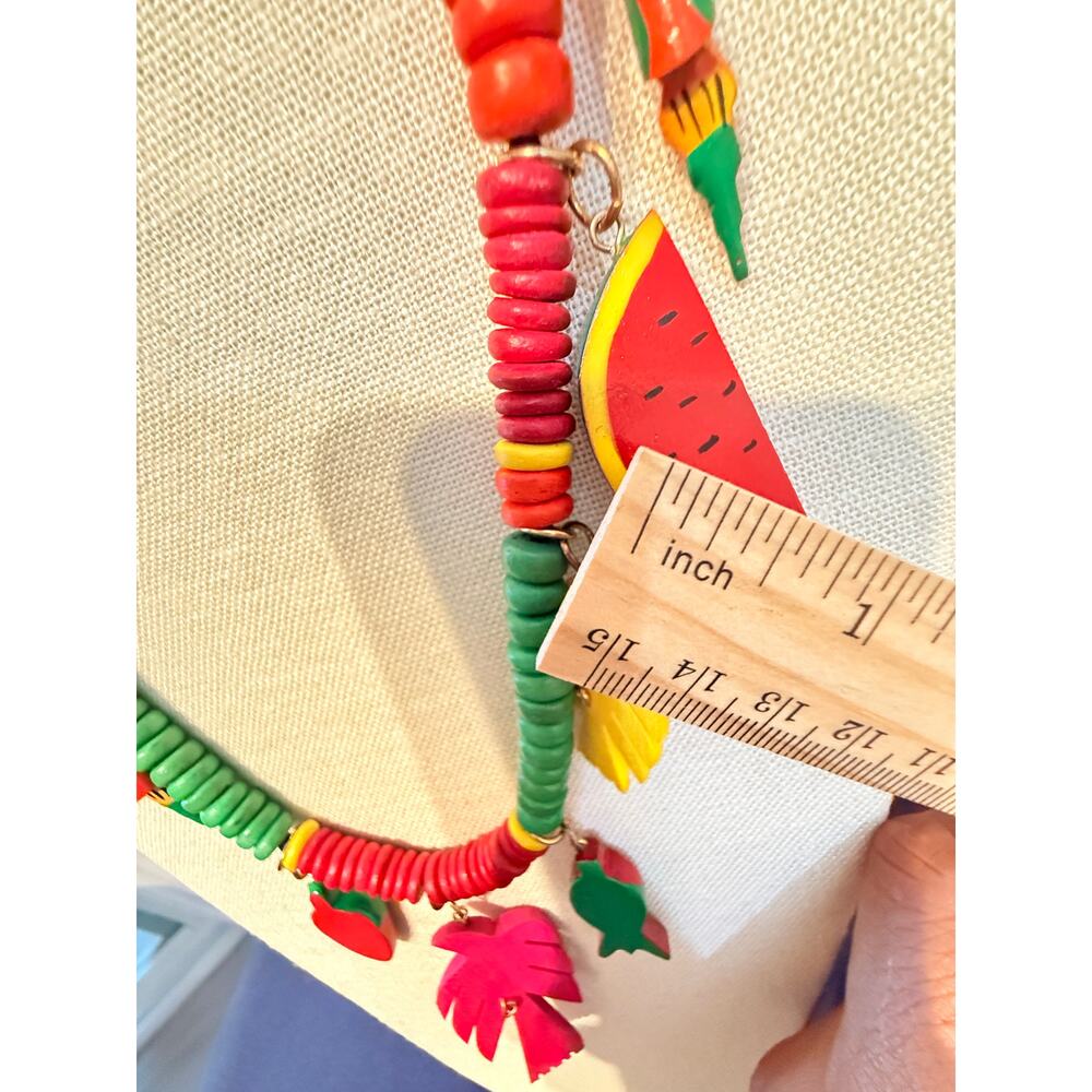 Vintage Tropical Charm Bead Necklace 30” - Picture 5 of 7